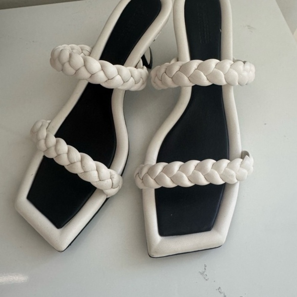 MERCEDES CASTILLO White Braided Sandals ChicHeeled Sandals – Size 40 (US 9.5/10)